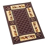 Elegant Horse Trot Lattice Skid-Resistant Accent Rug, Brown, 22