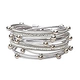 TASBERN Leather Wrap Bracelet for Women Multiple Stud Beads Charm Cuffs Wristband for Women Girls