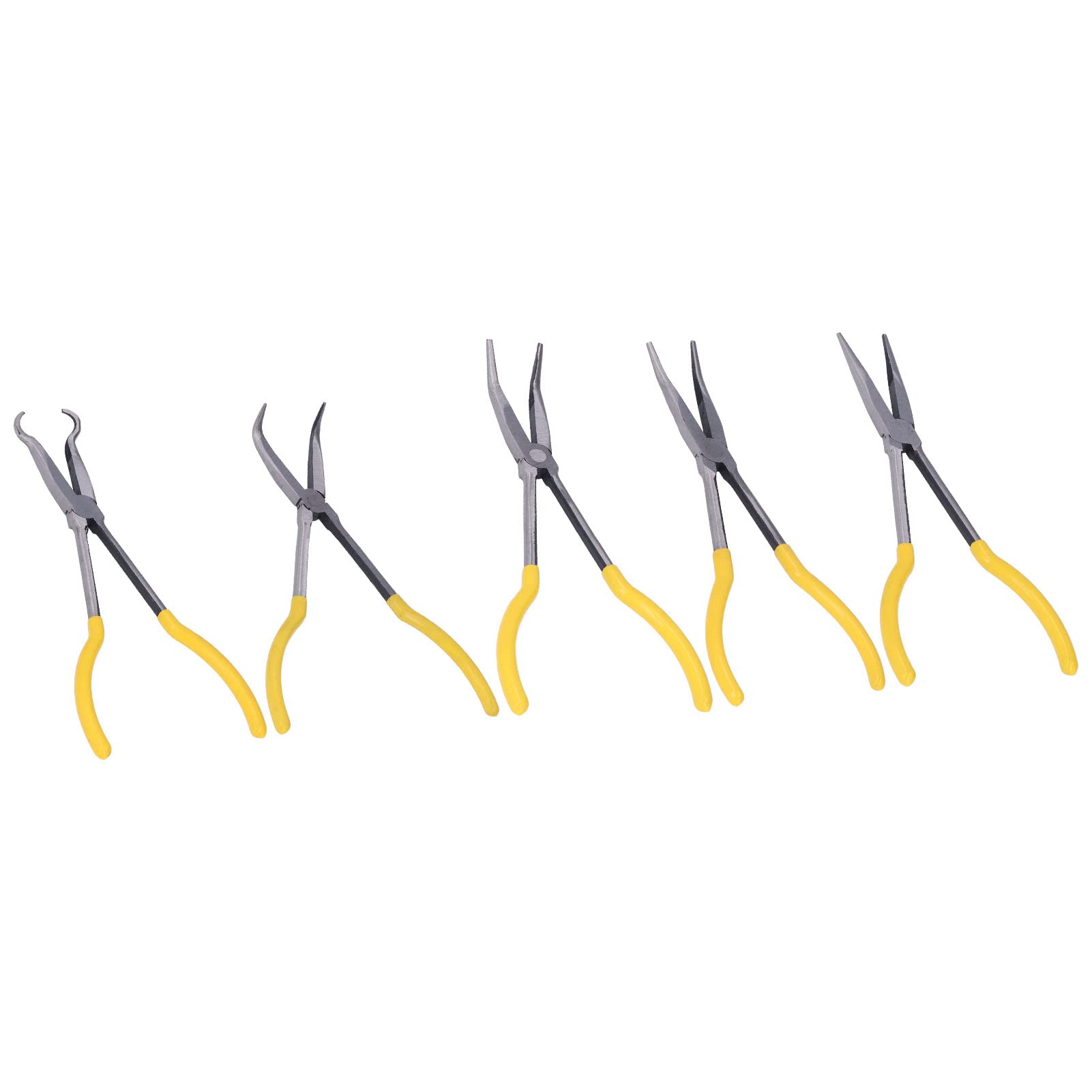 Long Reach Plier, Long Needle Nose Pliers Set, Straight | 25 Degrees | 45 Degrees | 90 Degrees | Round Pliers | Optional with Comfort Grip Handles(25° clamp)