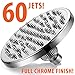MegaRain Rainfall High Pressure 6 inch Shower Head by AquaSpa - Angle Adjustable Solid Brass Ball Joint - 40 Jets - Full Chrome Finish - Excellent Performance at High or Low Water Pressure
