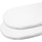 Gllquen Baby Bassinet Sheets 2 Pack, 100% Organic Cotton Bassinet Fitted Sheets for Girls Boys, Soft & Breathable Unisex Baby Mattress Sheet for Standard Bassinets 33"x17"(White)