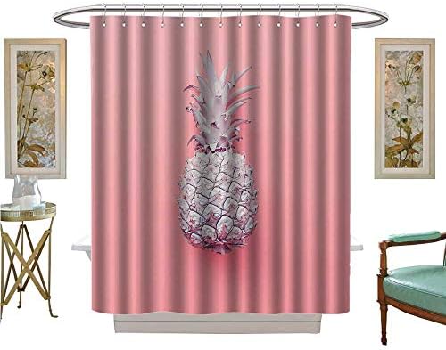 luvoluxhome Shower Curtains Digital Printing Fashion Fake Pineapple on Pink Background. Minimal Style Bathroom Decor Sets with Hooks W72 x L96