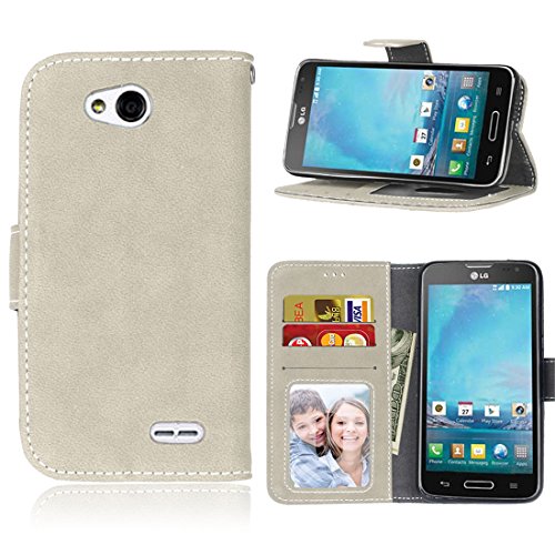 L90 Case, LG Optimus L90 Case, Love Sound [Slim Fit] [Wallet Stand] [Scrub Series] Luxury PU Leather Wallet Flip Protective Case Cover with Card Slots for LG Optimus L90 (T-Mobile) / D415 - Gray