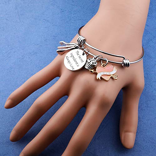 EIGSO Baker Bracelet Baker Chef Gift Inspirational Gifts for Baker Pastry Chef Culinary Students The Secret Ingredient is Always Love Fabulous Baker Baking Bracelet(Secret Love-BR) - Thumbnail 4