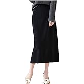 Ailaile Length Skirt Women Autumn Winter 100% Merino Wool Knit Long Skirt Ribbed Elastic Warm Sweater Skirt