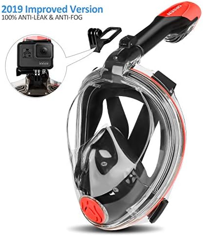 Orsen Newest Version Full Face Snorkel Mask Foldable 180 Panoramic View Free Breathing Snorkeling Mask with Detachable Camera Mount,Anti-Fog Anti-Leak for Adults & Kids