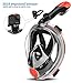 Orsen Newest Version Full Face Snorkel Mask Foldable 180 Panoramic View Free Breathing Snorkeling Mask with Detachable Camera Mount,Anti-Fog Anti-Leak for Adults & Kids (Black-red-2.0, large)