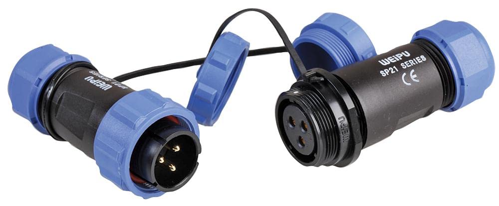 PRO ELEC 3-Pole Circular Threaded Cable Joining Kit, 250V AC, 30A, IP68 Waterproof, 4.5-7mm Cable – Black & Blue – PELH0003