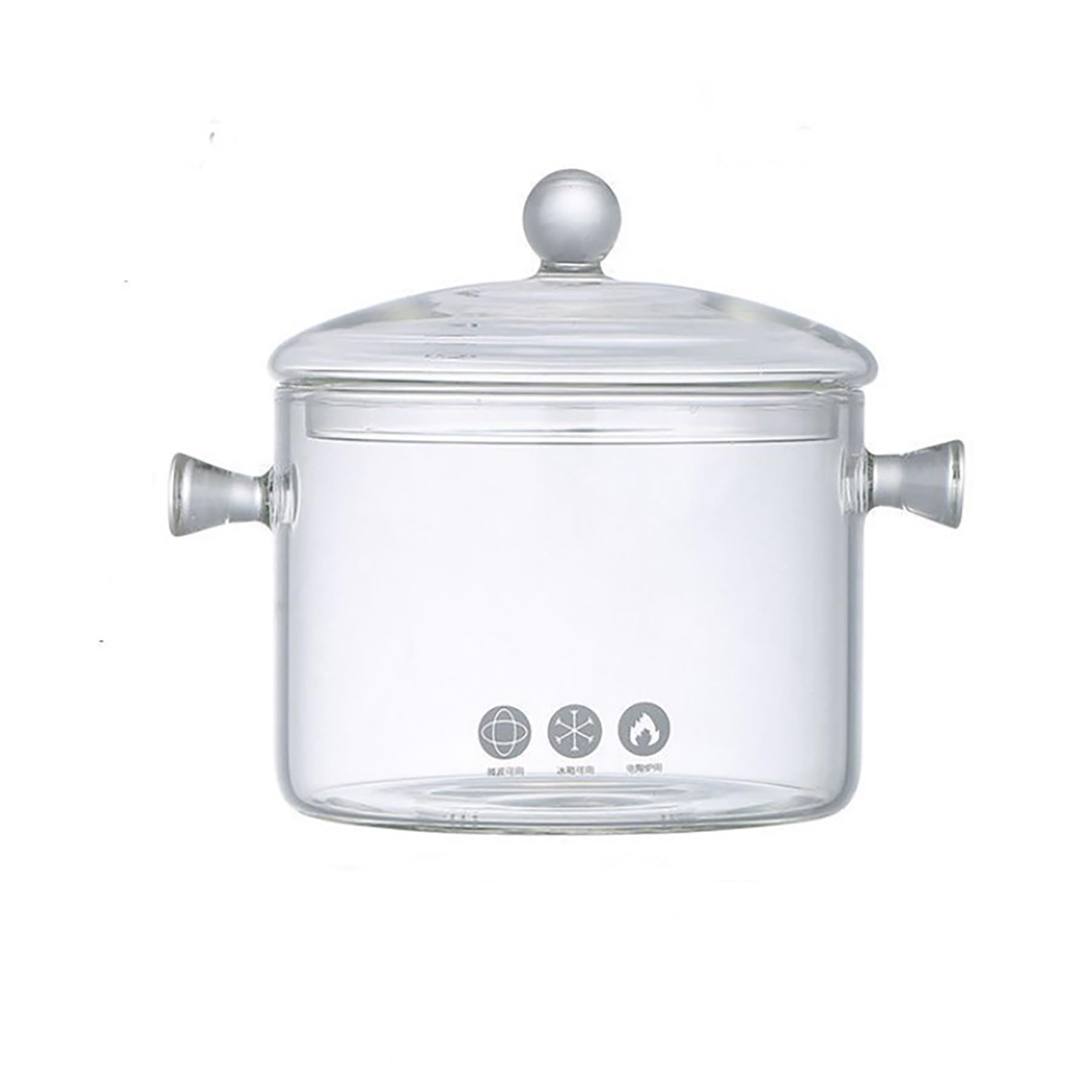 Wensmy Glass Saucepan with Cover and Handle - Heat-Resistant Glass Stovetop Pot - White