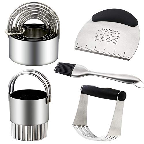 5-Piece Stainless Steel Biscuit Cutter Set - Round Cookie & Fondant Cutters With Handles