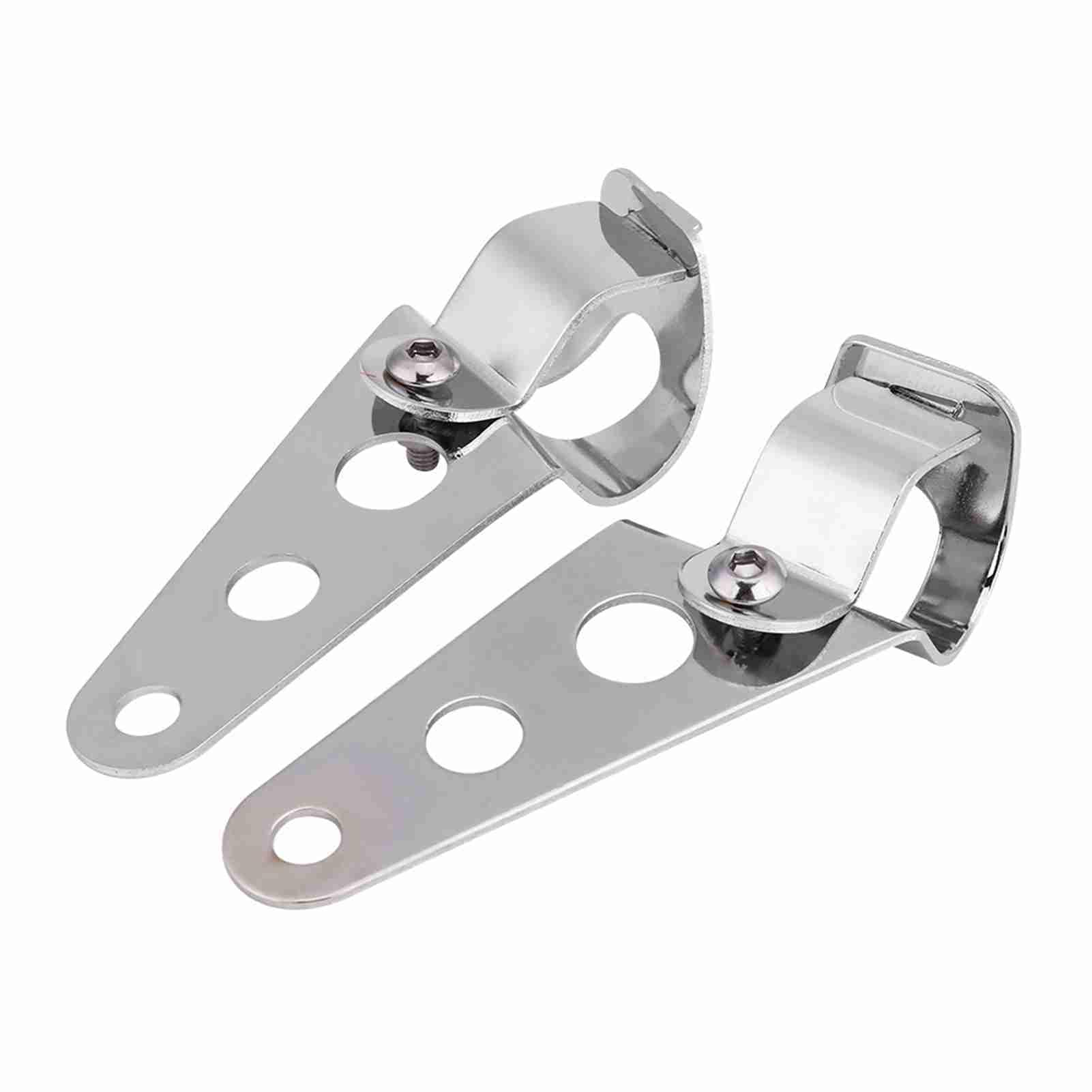 KIMISS 2pcs Headlight Mounting Brackets Motorcycle Fork Clamp Mount Brackets Headlight Bracket Motorcycle Fork Bracket Mount Stainless Steel Adjustable Fork Racer 28mm-34mm (Silver)