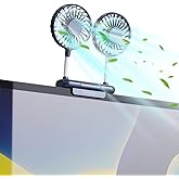 THRRLY Desktop Fan, Monitor Clip on Fan with 2 Fan Heads, 3 Speeds Office Desk fan USB Powered Cooling Fan with Sturdy Adjustable Clamp, Strong Wind Quiet Personal USB Small Fan for Laptops, Desktop.