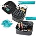 Makeup Bag Organizer by Blush | Train Style Case with Dual Zippered Compartments | Portable Travel Kit For Brushes, Foundation, and More | Perfect for Men and Women | Includes Blending Sponge