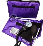 EMI Purple Deluxe Professional Aneroid Sphygmomanometer Manual Blood Pressure Monitor Set with Adult Cuff and Carrying Case (Adult Cuff)