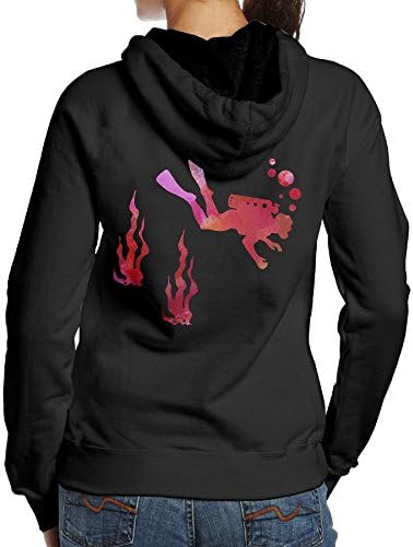 EDRJY Scuba Diving Watercolor Women Cotton Long Sleeve Hoodie Sweatshirt Hooded Pullover Tops