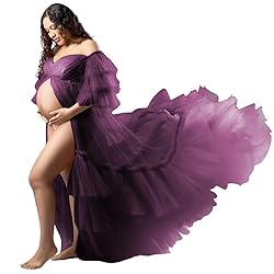 Tianzhihe Tulle Robe Maternity Dress Photoshoot