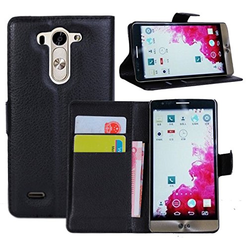 Ultra Slim Flip Bracket Case Cover for LG G3 Vigor / G3 Mini / G3 Beat / G3s D725 D722 - Premium Soft PU Leather [ Wallet ] Case Cover for LG G3 Vigor / G3 Mini / G3 Beat / G3s D725 D722 (PU - Black)