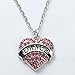 Dance Gifts Heart Pendant Necklace Women Girl - Charm Silver Jewelry Red Crystal