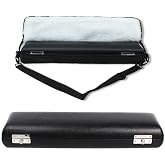 ModouString 16 Hole Flute Case, C Foot Leather Hard Shell Box | Soft Velvet Lining, Adjustable Shoulder Strap, Compact Travel Size, Secure Zipper Closure, Lightweight Student Carry
