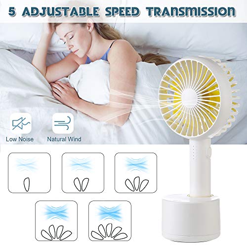 GUSGU Mini Handheld Fan, Portable Personal Fan with Removable Aroma Diffuser 120°Rotate Automatically Rechargeable Battery Operated Mini Fan for Travel/Workout/Offices/Sleep(5 Speed Adjustable) - Thumbnail 5