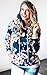 Angashion Women Hoodies-Tops- Floral Printed Long Sleeve Pocket Drawstring Sweatshirt With Pocket,Blue,US 10/Tag XL