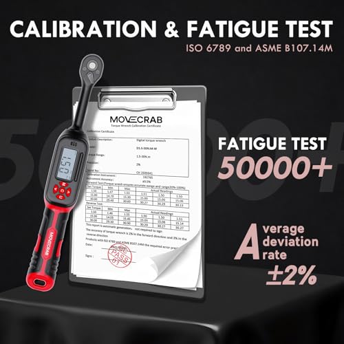 MOVECRAB 1/4 Inch Digital Torque Wrench Set for Bicycle 1.5-30 Nm, S2 Steel, Accuracy ±2%, Includes Brake Keys 8/10 mm, Extension and Sockets for MTB/Road