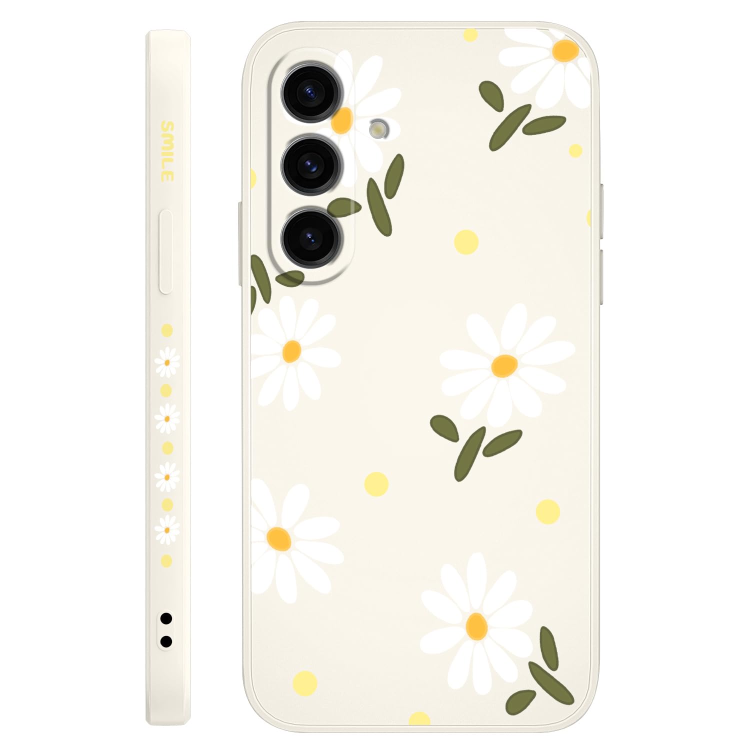 Photo 1 of LEECG for Samsung Galaxy S24 FE Case Floral Pattern, Soft Liquid Silicone Non Slip Phone Cover, Case for Galaxy S24 FE 6.7 inch, Daisy White