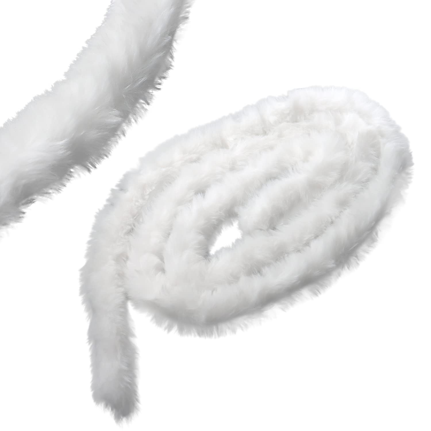 2M White Faux Fur Trim Ribbon, 3CM Wide - Furry Accessories for Costumes, Crafts, Hoods & Coats Edging