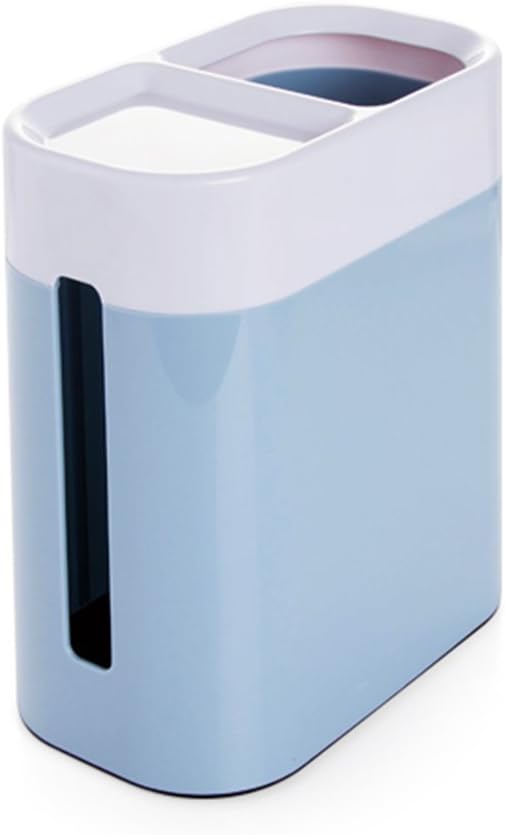 Happiness Decoration Plastic Countertop Trash Can Mini Waste Bin Table Top Trash Can with Tissue Box (Blue)