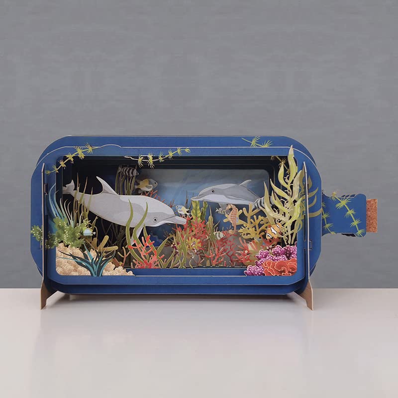 Message In A Bottle Dolphins Pop Up Any Occasion Greeting Card by Alljoy Cards MIB193 MIB193