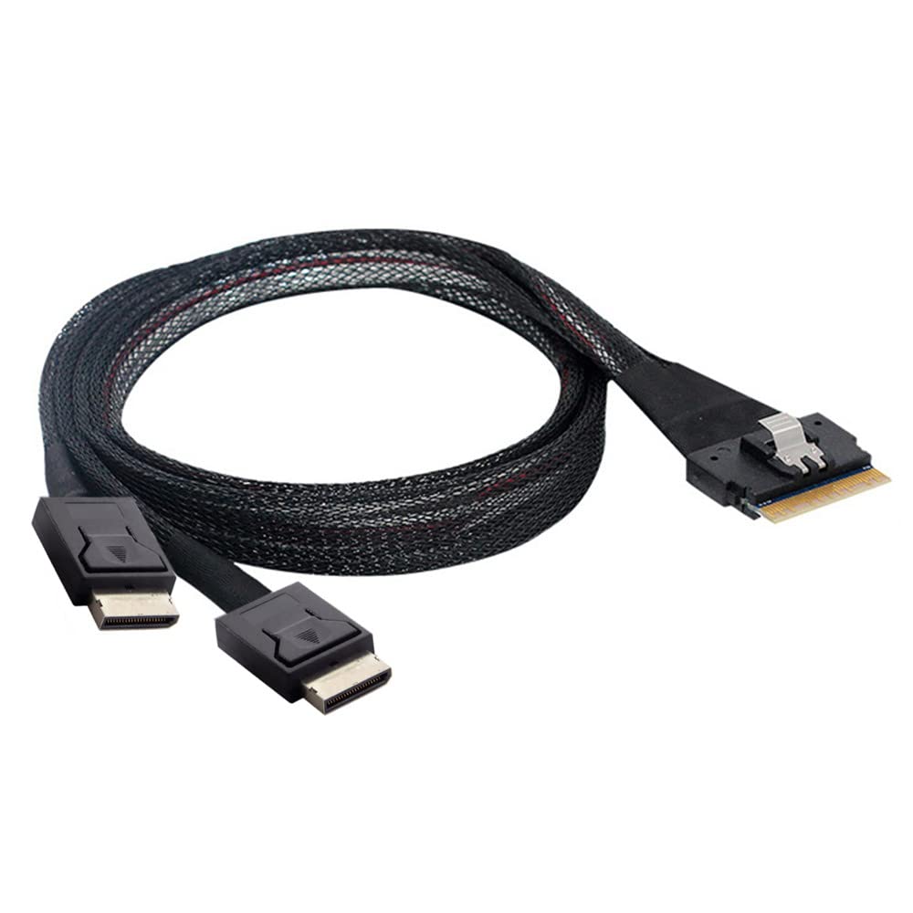 xiwai PCI-E Ultraport Slimline SAS Slim 4.0 SFF-8654 8i 74pin to Dual Oculink SFF-8611 Cable 50cm PCI-Express