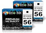 ECO INK © Compatible / Remanufactured for HP 56 C6656AN (2 Black) Ink Cartridges for HP Deskjet 450 5145 5150 5151 5160 5168 5500 5550 5551 5552 5650 5652 5655 5850 5940 9600 9650 9670 9680, HP PhotoSmart 2405 2450 7150 7155w 7260 7345 7350 7445 7450 7459 7550 7655 7660 7755 7760 7762 7765 7960, HP Officejet 4105 4110 4115 4211 4212 4215 4219 4251 4252 4255 4256 4259 5505 5508 5510xi 5515 5605 5607 5610xi 5615 6110, HP PSC	1110 1205 1209 1210 1213 1215 1216 1217 1219 1310 1311 1312 1315 1317 1340 1350 1355 2105 2108 2110 2115 2150 2170 2171 2175 2179 2210 2212 2310 2405 2410 2450 2510 2550, HP FAX 1240, hp digital copier 410.