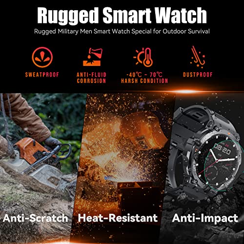 Military Smart Watches for Men Make Call 1.39" HD Big Screen Fitness Tracker Rugged Tactical Smartwatch Compatible with iPhone Samsung Android Phones Heart Rate Sleep Monitor Sports Watch, Bluetooth