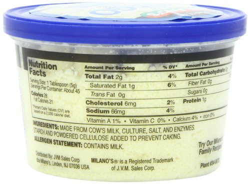 Milano's Asiago Cheese Deli Cup, Grated, 8 Ounce