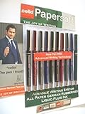 10 X Cello Paper Soft Ball Point Pens Papersoft Ballpoint Pen 0.7mm Nickle Silver Tip Blue - 10 Pens Lot by Cello Papersoft