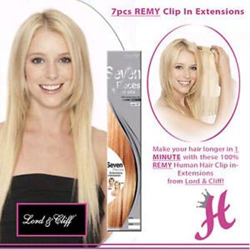 LORD &amp; CLIFF SEVEN PIECE STRAIGHT REMY HAIR CLIP IN EXTENSION 20" #24