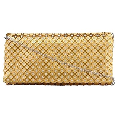 Blue Ocean Womens Gold & Dimond Metal & Fabric Clutch