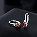 Gem Stone King 925 Sterling Silver Red Garnet and White Created Sapphire Leverback Earrings For Women (1.18 Cttw, Gemstone January Birthstone, Oval 6X4MM, Round 2MM, 3/4 Inch)