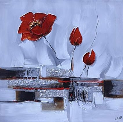 Beiping Hd Imprimer Moderne Rouge Pavot Fleur Blanc Fleur Abstraite Peinture A Lhuile Toile Pop Art Mur Photo Salon Canape Decoration Decoration 30x30 Cm Sans Cadre Pc3968 Cuisine Maison Impressions Sur