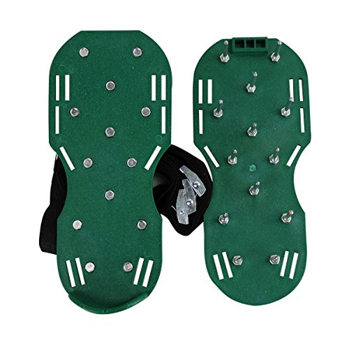 Roomfitters Lawn Aerator Shoes Heavy Duty Spike Adjustable Straps Metallic Buckles Garden Mowing Sandal,Green