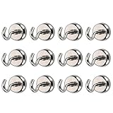 Netany x228  12 LB Heavy Duty Magnetic Hooks - Strong Powerful Neodymium Indoor/Outdoor Magnet Hooks ( 12 Pack ) - Kitchen Bathroom Bedroom Garage lockers Office