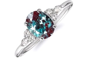 HARSHALI GEMS 5.00 Carat Natural Color Changing Alexandrite Gemstone Handmade Ring June Birthstones 925 Sterling Silver For W