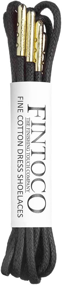 Fintoco Round Waxed Dress Shoe laces with Metal Tips