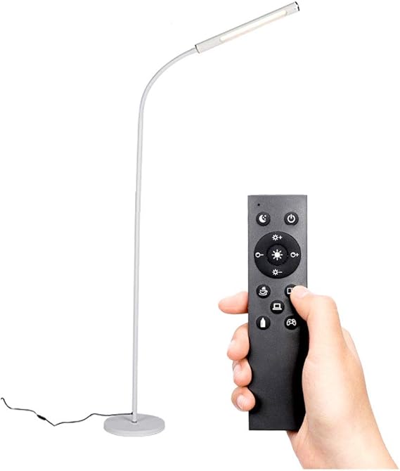 QZZZ LED Floor Lamp Dimmable with Remote Control, Modern Touch Control Reading Lamp for Living
