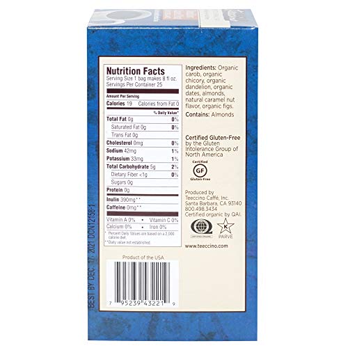 image for Teeccino Dandelion Caramel Nut Chicory Herbal Tea Bags, Gluten Free, C