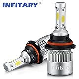 Infitary 9007/HB5 LED Headlight Bulbs Hi/Lo Beam Auto Headlamp Dual Beam Head Lights 72W 6500K 8000LM Extremely Super Bright COB Chips Conversion Kit for Car- 1 Pair- 1 Year Warranty (9007/HB5 HI/LO)