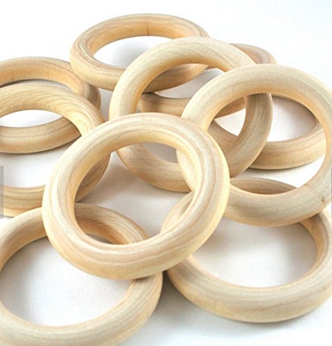 PEPPERLONELY Brand, 20 Natural Wood Rings 2-2/8" (56mm)