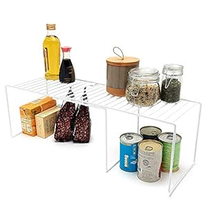 simplywire-Expandable-Kitchen-Cupboard-Organiser-Storage-Shelf-White simplywire - Extra Large Extendable Kitchen Cupboard Organiser – Tall Storage Shelf – White