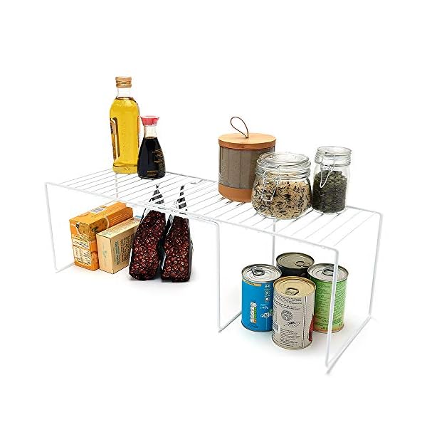 simplywire - Extra Large Extendable Kitchen Cupboard Organiser – Tall Storage Shelf – White