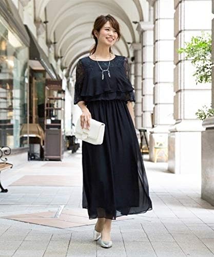 Amazon パーティードレス Nissen ニッセン プッチージョレース切替ロングワンピースドレス 結婚式 二次会 お呼ばれ セミフォーマル対応 小さいサイズ ワンピース チュニック 通販